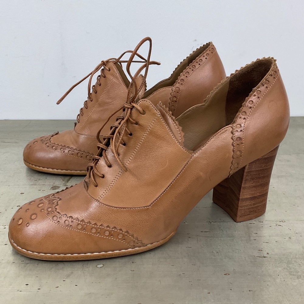 Sarah Chofakian Wingtip Lace Up Heel Ankle Bootie